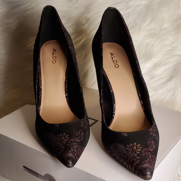 Aldo Uloaviel Black Floral Pumps - size 10 - Picture 6 of 11